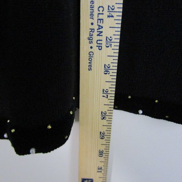 Quaker Factory Women's Sweater Large Black Christmas Beaded Embroidery Holiday - Picture 11 of 13